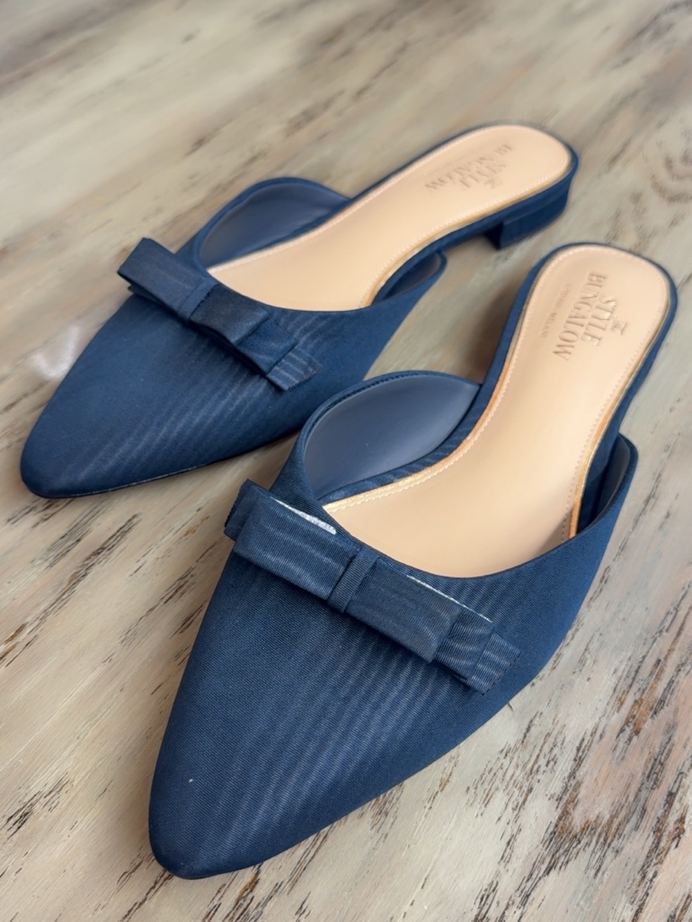 Antonio melani x the bungalow style chez fabric bow flats navy